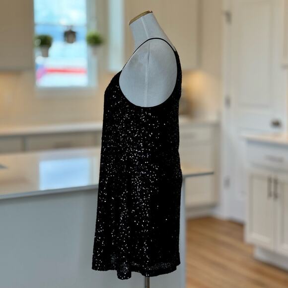 Pearl Georgina Chapman of Marchesa | Black Sequin Trapeze Mini Dress - Picture 4 of 8